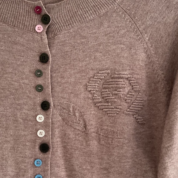 NWOT Cashmere Beige Embroidered Bottom Down 3/4 Sleeves Woman Sweater Size XL - Picture 5 of 11